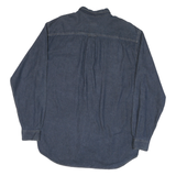 EDDIE BAUER Mens Blue Denim Shirt L Cotton Casual Button Shirt