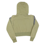 CHAMPION Womens Green Crop Pullover Hoodie S Logo Tape Detail Casual