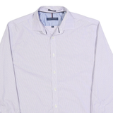 TOMMY HILFIGER Mens Purple Shirt L Cotton Blend Formal Button Collar Checked