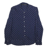 ZARA WOMAN Womens Blue Anchor Print Shirt Long Sleeve Button Neck XS Casual