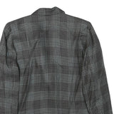 Womens Grey Check Button Jacket M Synthetic Woven Classic Timeless