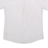 BARBOUR Mens White & Grey Striped Cotton Shirt XL Button Down Collar Short