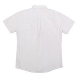 BARBOUR Mens White & Grey Striped Cotton Shirt XL Button Down Collar Short