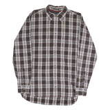 TOMMY HILFIGER Mens Brown & White Check Shirt M Button Down Cotton Blend