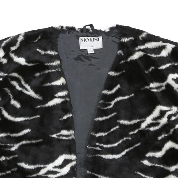 SKYLINE Womens Black & White Zebra Print Jacket S Polyester Blend Faux Fur