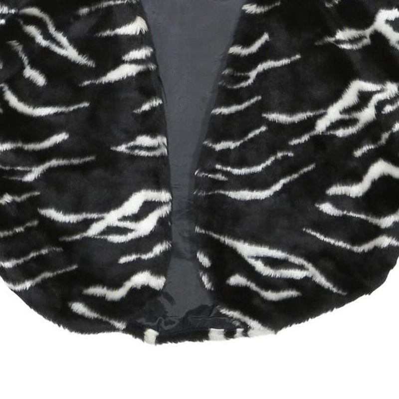 SKYLINE Womens Black & White Zebra Print Jacket S Polyester Blend Faux Fur