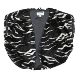 SKYLINE Womens Black & White Zebra Print Jacket S Polyester Blend Faux Fur