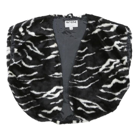 SKYLINE Womens Black & White Zebra Print Jacket S Polyester Blend Faux Fur