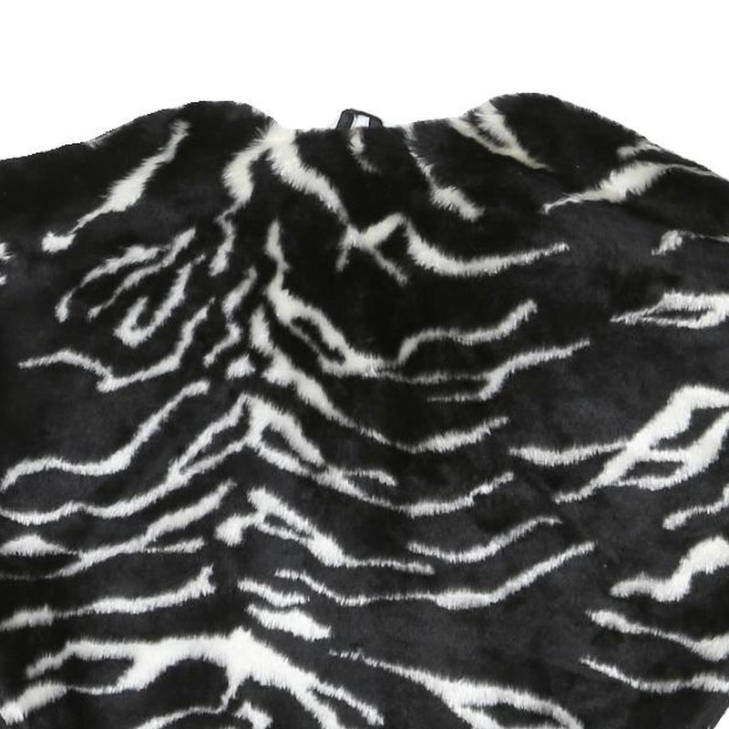 SKYLINE Womens Black & White Zebra Print Jacket S Polyester Blend Faux Fur