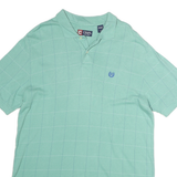 CHAPS Mens Green Checked Short Sleeve Polo Shirt L Cotton Casual Wear