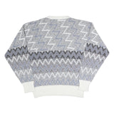 LONDON FOG Mens Blue & White Patterned Cotton Knit Crew Neck Jumper L Casual
