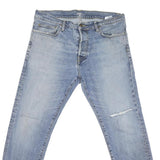 CARHARTT Mens Regular Blue Denim Light Zip Regular Fit W36 L28 Jeans