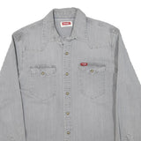 WRANGLER Mens Grey Shirt M Cotton Blend Casual Button-Up Classic Western