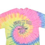 DREAMSICLE Mens Yellow & Pink Tie Dye T-Shirt 2XL Short Sleeve Crew Neck Panama
