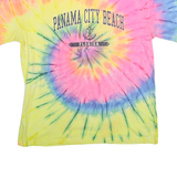 DREAMSICLE Mens Yellow & Pink Tie Dye T-Shirt 2XL Short Sleeve Crew Neck Panama