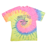 DREAMSICLE Mens Yellow & Pink Tie Dye T-Shirt 2XL Short Sleeve Crew Neck Panama
