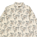 WOOLRICH Mens Cream Brown All Over Print Cotton Shirt XL Button Down Long Sleeve