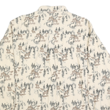 WOOLRICH Mens Cream Brown All Over Print Cotton Shirt XL Button Down Long Sleeve