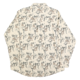 WOOLRICH Mens Cream Brown All Over Print Cotton Shirt XL Button Down Long Sleeve