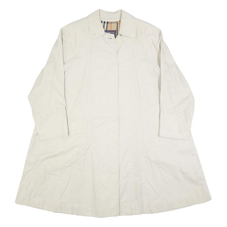 BURBERRY Womens Cream Cotton Coat UK 10 Plain Button Closure Classic Fit