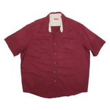 WRANGLER Mens Maroon Shirt XL Cotton Blend Short Sleeve Casual Button Front
