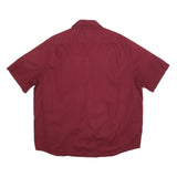 WRANGLER Mens Maroon Shirt XL Cotton Blend Short Sleeve Casual Button Front