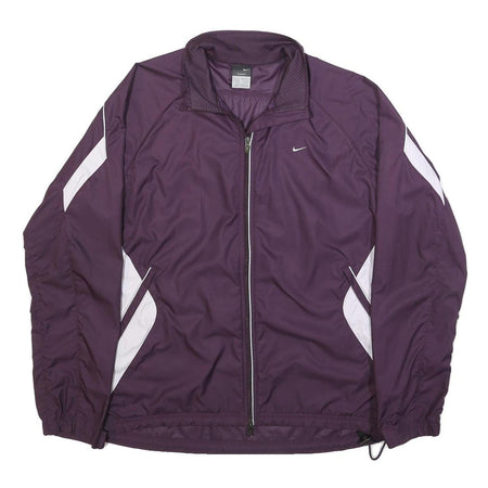 NIKE Womens Purple & White Zip Jacket XL Polyester Colourblock Sportswear
