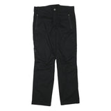 Mens Black Polyester Blend Regular Fit Zip Trousers W33 L31 Casual Workwear