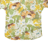 Womens Green & Yellow Floral Printed Short Sleeve Button Neck Top XL Lightweight
