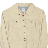 TOMMY HILFIGER Womens Beige Denim Jacket M Cotton Blend Button Front Casual