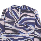 MONSOON Womens Blue & Pink Printed Blouse Long Sleeve Round Neck M Stylish Top