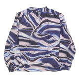 MONSOON Womens Blue & Pink Printed Blouse Long Sleeve Round Neck M Stylish Top
