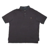 POLO RALPH LAUREN Mens Grey & Burgundy Striped Short Sleeve Polo Shirt 2XL