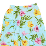 CATHY DENIS Womens Blue Floral Swing Midi Viscose Skirt L Tiered Casual