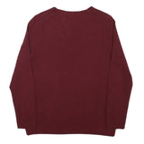 TOMMY HILFIGER Boys Maroon Plain V Neck Basic Knit Jumper L Cotton Blend
