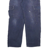 CARHARTT Mens Relaxed Blue Cargo Workwear Cotton Blend Trousers W32 L28