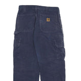 CARHARTT Mens Relaxed Blue Cargo Workwear Cotton Blend Trousers W32 L28