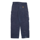 CARHARTT Mens Relaxed Blue Cargo Workwear Cotton Blend Trousers W32 L28