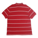 CHAPS Mens Red & White Striped Short Sleeve 2XL Cotton Polo Shirt Casual
