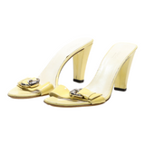 GUCCI Mule Heels Yellow Synthetic Womens UK 7