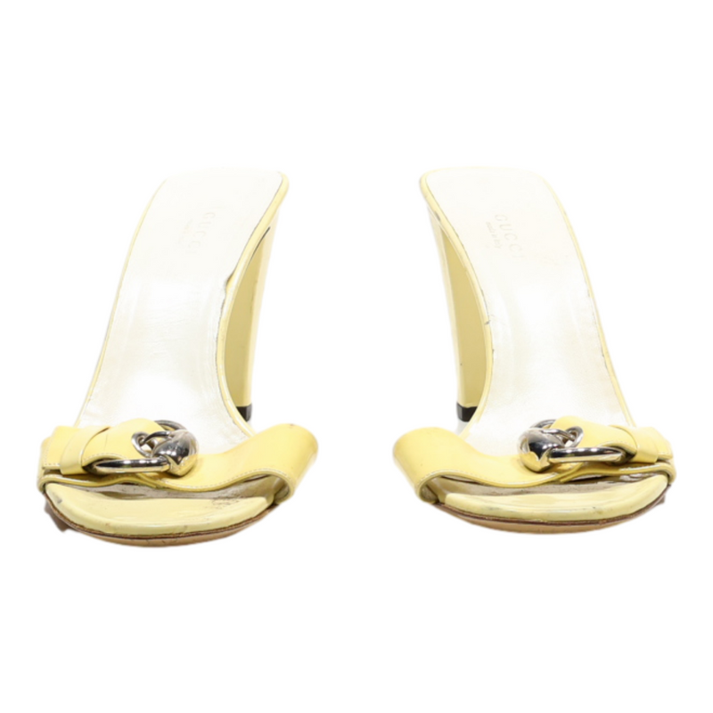 GUCCI Mule Heels Yellow Synthetic Womens UK 7