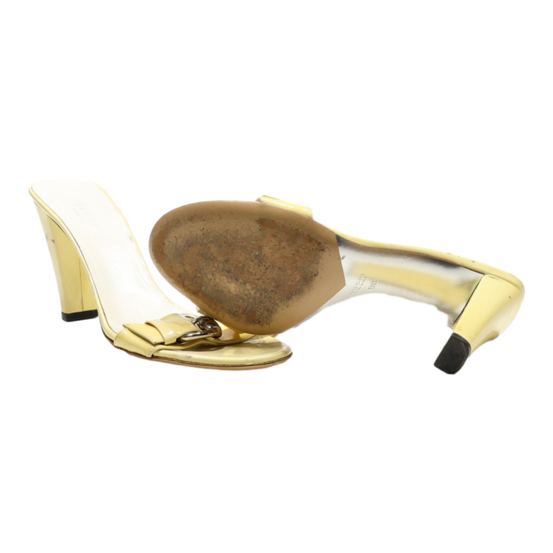 GUCCI Mule Heels Yellow Synthetic Womens UK 7
