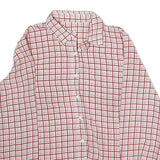 Womens White & Red Checked Shirt M Button Down Long Sleeve Polyester Casual