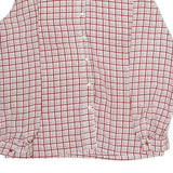 Womens White & Red Checked Shirt M Button Down Long Sleeve Polyester Casual