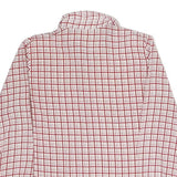 Womens White & Red Checked Shirt M Button Down Long Sleeve Polyester Casual