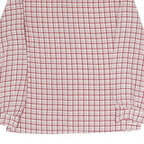 Womens White & Red Checked Shirt M Button Down Long Sleeve Polyester Casual