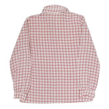Womens White & Red Checked Shirt M Button Down Long Sleeve Polyester Casual