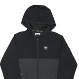 ADIDAS Mens Black & Grey Zip Jacket XS Polyester Blend Plain Hooded
