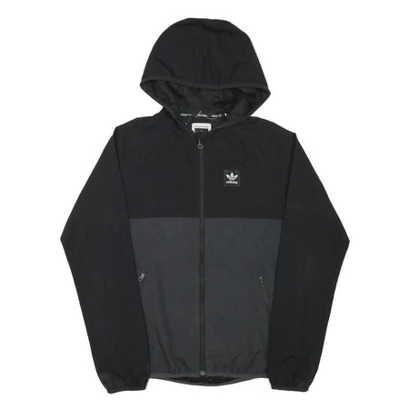 ADIDAS Mens Black & Grey Zip Jacket XS Polyester Blend Plain Hooded