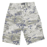 WOODPEEHES Mens Camouflage Cargo Shorts Grey Green Blue M W32 Cotton Blend